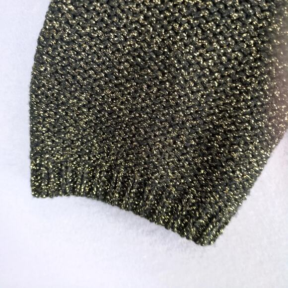 Ruby Rd Metallic Gold Rhinestone Black Top Women's M 3/4 Sleeve Glam Party Fairy - Picture 10 of 10